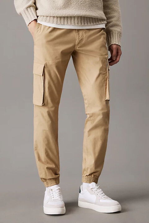 Erkek Skınny Cargo Pantolon - Bej - Calvin Klein
