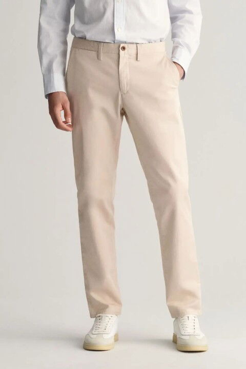 Erkek Slim Fit Pantolon - Krem - Gant