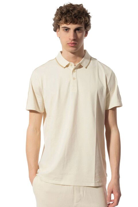 Erkek SS Guess Quattro Polo Yaka T-Shirt - Krem - Guess