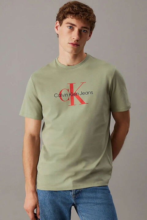 Erkek SS Hero Monogram 30S T-Shirt - Yeşil - Calvin Klein