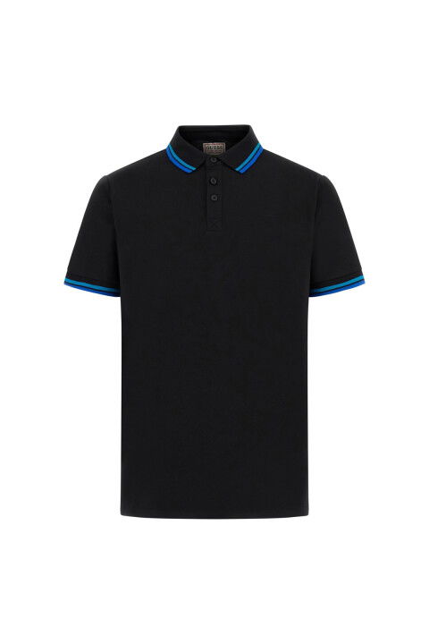 Erkek SS Sports Pıque Polo Yaka T-Shirt - Siyah - Guess