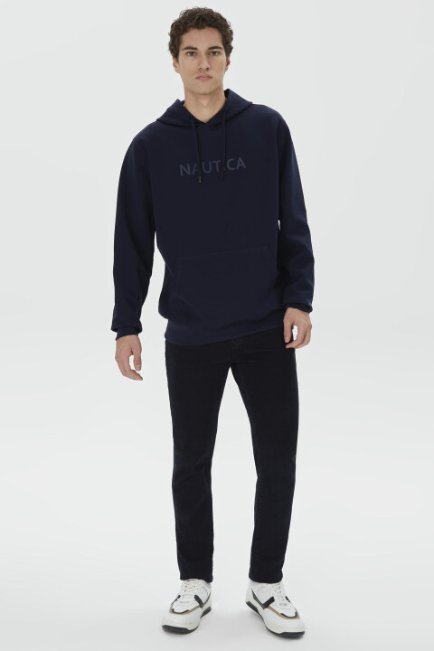 Erkek Standart Fit Kapüşonlu Sweatshirt - Lacivert - 3