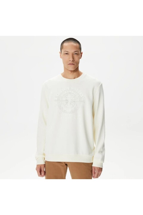 Erkek Standart Fit Sweatshirt - Krem - NAUTICA