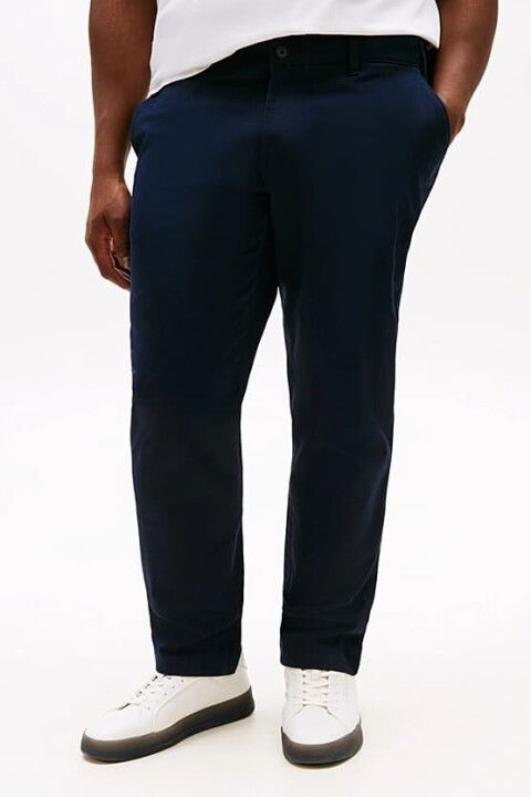 Erkek Th Denton Satin Straight Chino Pantolon - Lacivert - Tommy Hilfiger