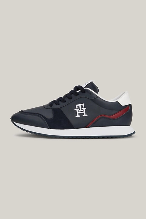 Erkek TH Deri Monogram Runner Ayakkabı - Lacivert - Tommy Hilfiger