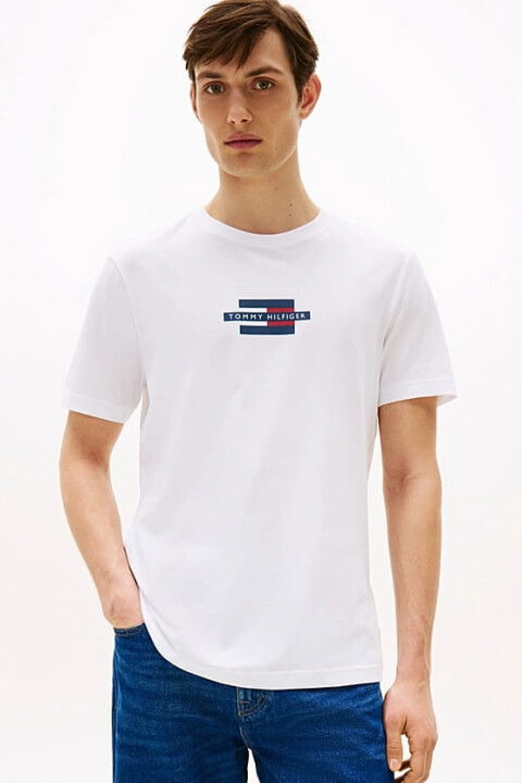 Erkek Th Flag Box T-Shirt - Beyaz - Tommy Hilfiger