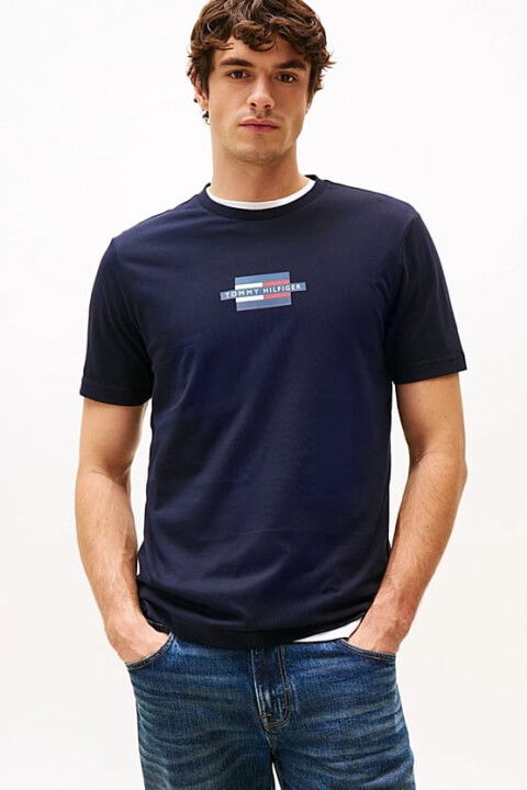Erkek Th Flag Box T-Shirt - Lacivert - Tommy Hilfiger