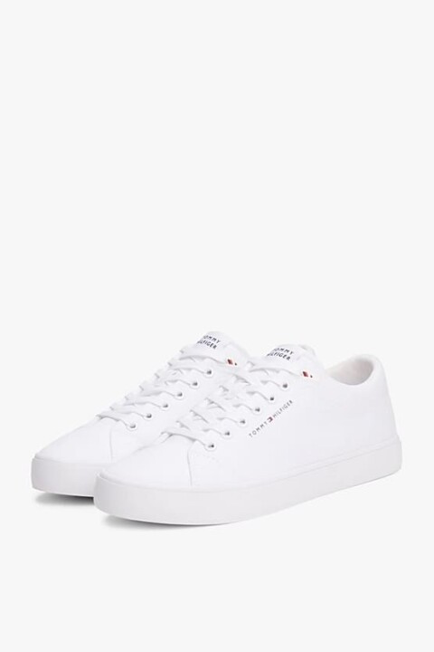Erkek Th Logo Canvas Sneakers - Beyaz - Tommy Hilfiger
