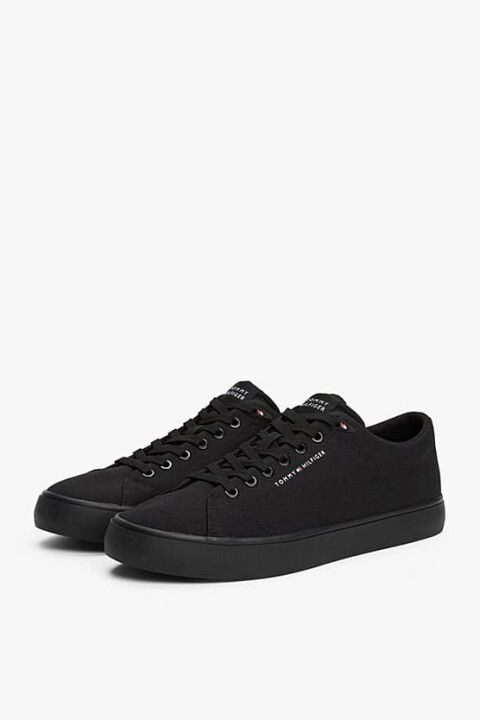 Erkek Th Logo Canvas Sneakers - Siyah - Tommy Hilfiger