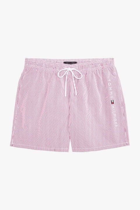 Erkek Th Orta Boy Çizgili Yüzme Şortu - Kırmızı - Tommy Hilfiger