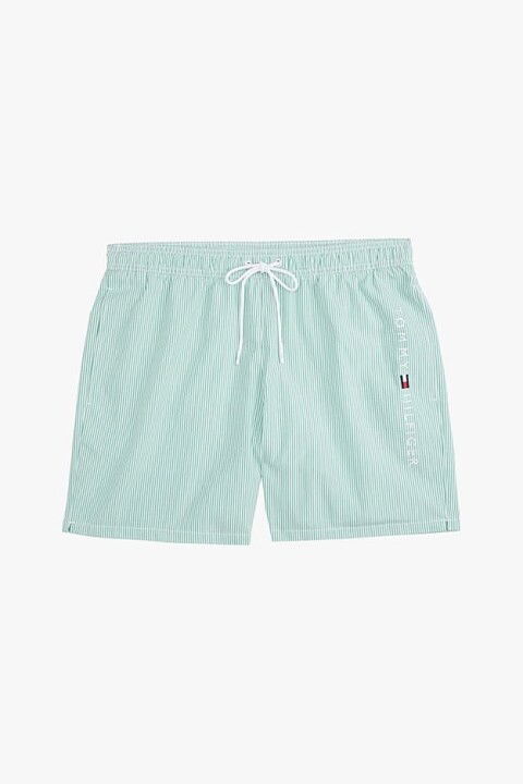 Erkek Th Orta Boy Çizgili Yüzme Şortu - Yeşil - Tommy Hilfiger