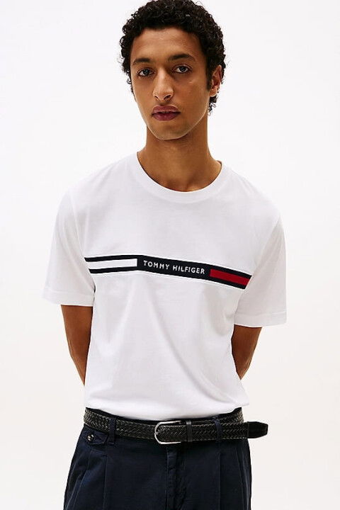 Erkek Th Yuvarlak Yaka T-Shirt - Beyaz - Tommy Hilfiger
