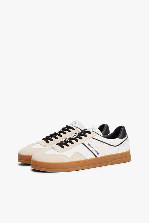 Erkek The Greenwich Süet ve Deri Detaylı Kort Sneaker - Ekru - Tommy Hilfiger