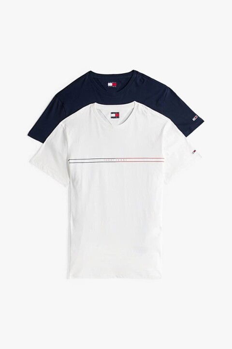 Erkek Tjm 2-Pack Grafik Logo Slim T-Shirts - Lacivert/Ekru - Tommy Hilfiger