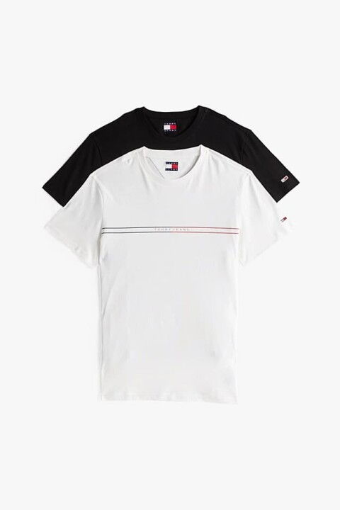 Erkek Tjm 2-Pack Grafik Logo Slim T-Shirts - Siyah/Ekru - Tommy Hilfiger