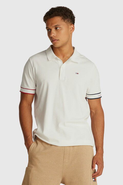 Erkek Tjm Flag Polo T-Shirt - Ekru - Tommy Hilfiger