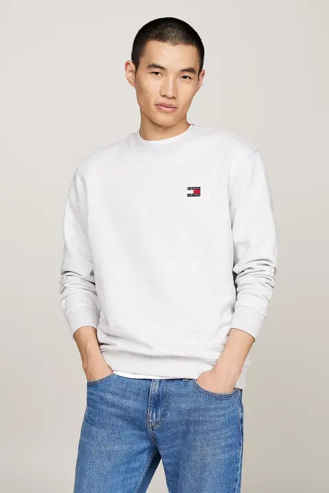 Erkek TJM REG Badge Crew Sweatshirt -Açık Gri - 1