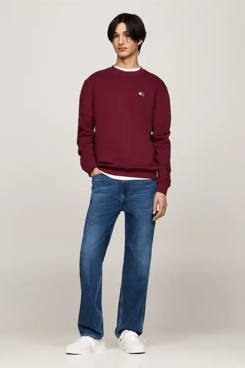 Erkek TJM REG Badge Crew Sweatshirt - Mor - 2