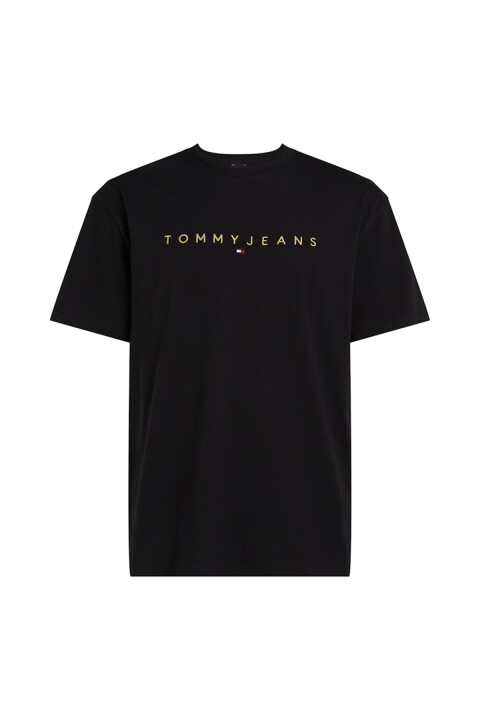 Erkek TJM Reg Gold Doğrusal Logo T-Shirt - Siyah - 4