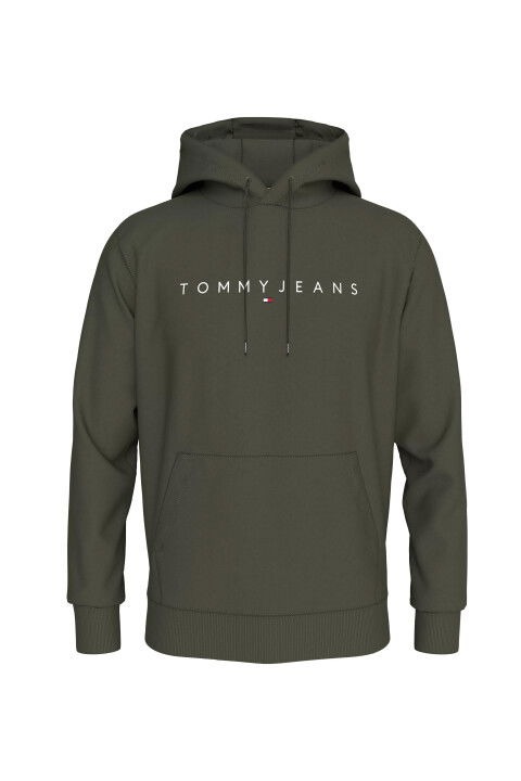 Erkek Tjm Reg Lınear Logo Hoodıe Ext Sweatshirt-Haki - Tommy Hilfiger