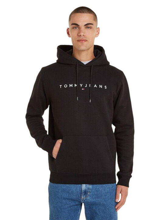 Erkek Tjm Reg Lınear Logo Hoodıe Ext Sweatshirt-Siyah - Tommy Hilfiger