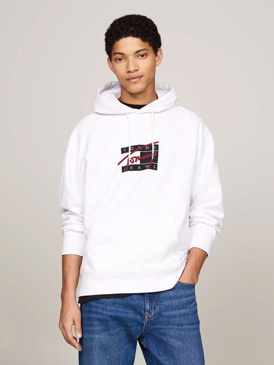 Erkek Tjm Rlx Graffıtı Sıgnature Hood Sweatshirt-Beyaz - Tommy Hilfiger