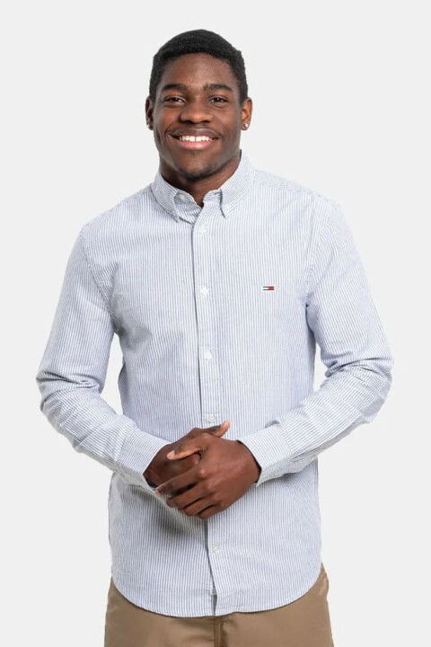 Erkek Tjm Slim Stripe Oxford Gömlek - Lacivert - Tommy Hilfiger