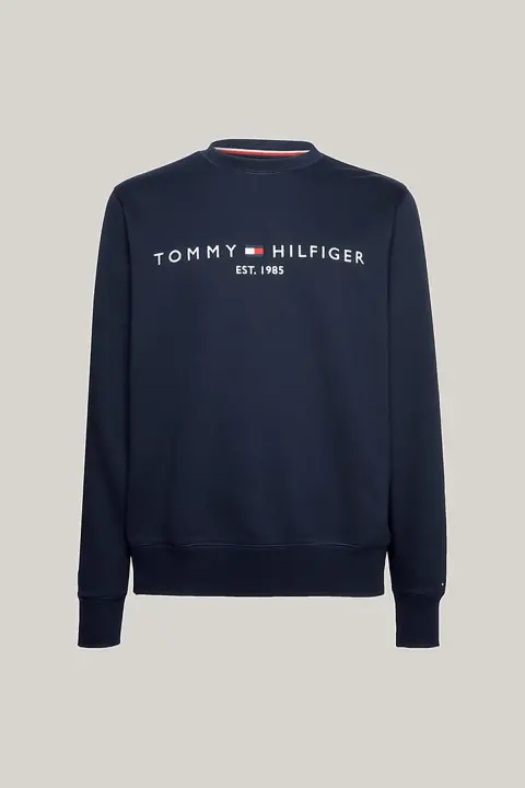 Erkek TOMMY Logo Nakışlı Bisiklet Yaka Sweatshirt - Lacivert - 5