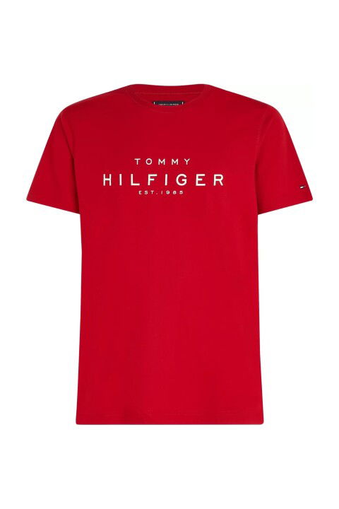 Erkek Tommy Logo T-Shirt - Kırmızı - Tommy Hilfiger