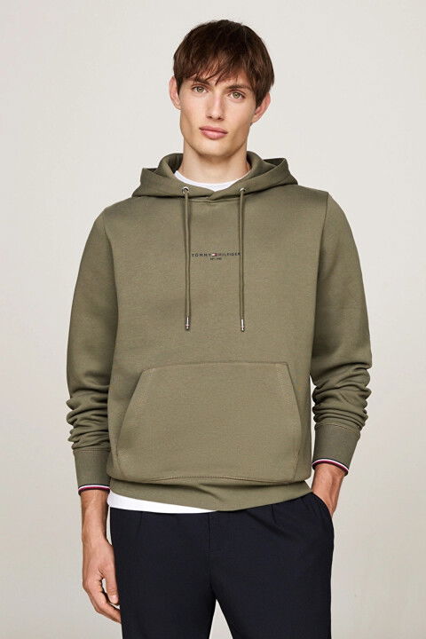 Erkek Tommy Logo Tıpped Hoody Sweatshirt - Yeşil - Tommy Hilfiger