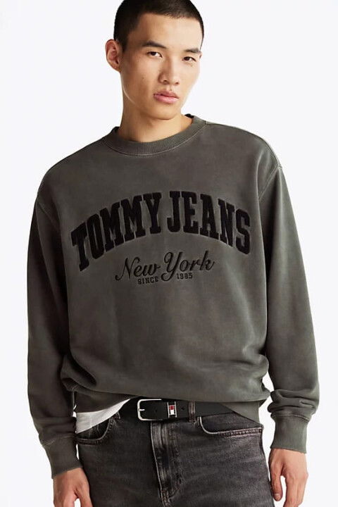 Erkek Vintage Rahat Sweatshirt - Siyah - Tommy Hilfiger