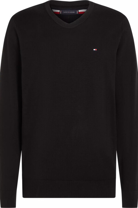 Erkek Yuvarlak Yaka COTTON CREW NECK Kazak - Siyah - Tommy Hilfiger