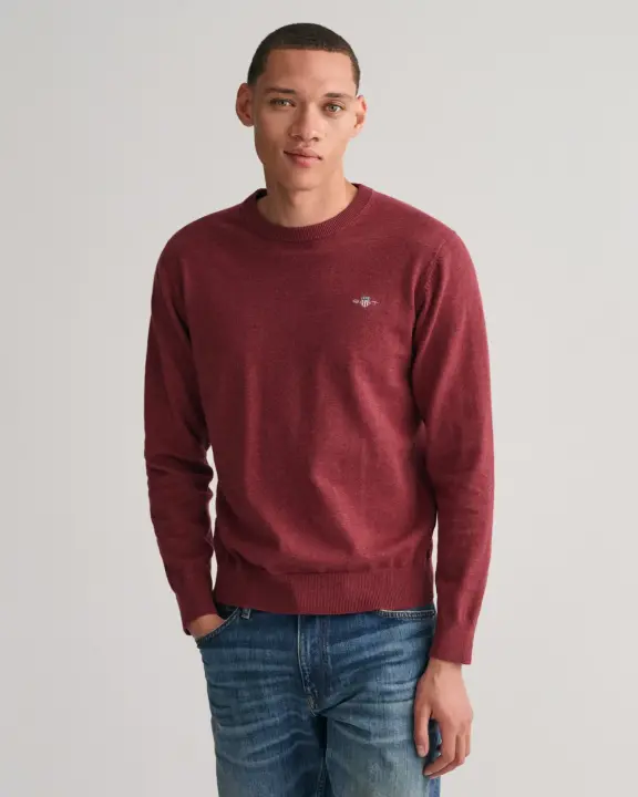 Erkek Regular Fit Bisiklet Yaka Kazak-Bordo - 2