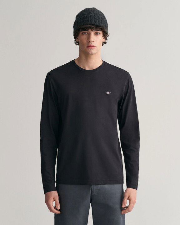 Erkek Regular Fit Bisiklet Yaka T-Shirt-Siyah - GANT