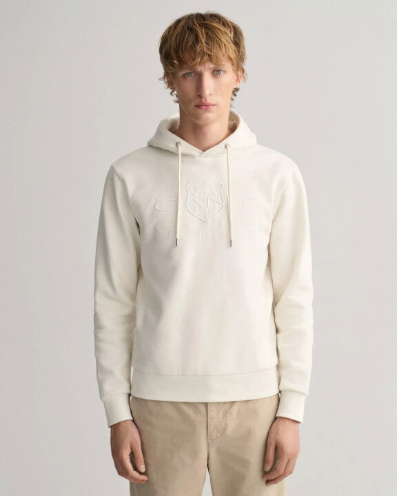 Erkek Regular Fit Kapüşonlu Logolu Sweatshirt-Bej - GANT