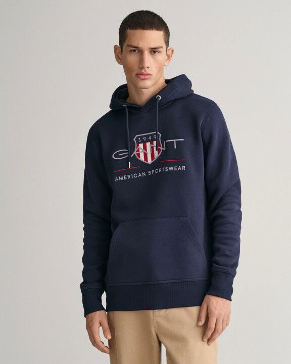 Erkek Regular Fit Kapüşonlu Logolu Sweatshirt-Lacivert - GANT