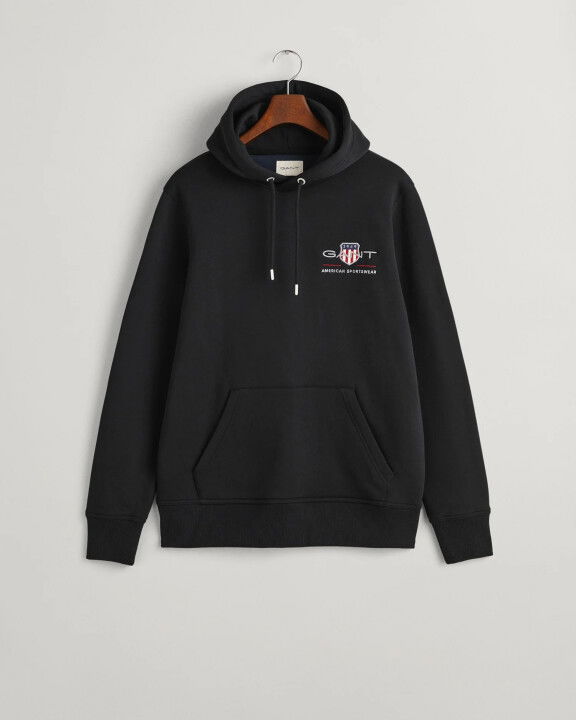 Erkek Regular Fit Kapüşonlu Logolu Sweatshirt-Siyah - GANT