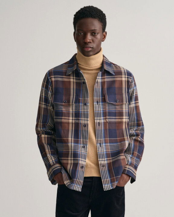 Erkek Regular Fit Klasik Yaka Kareli Gömlek-Lacivert - GANT