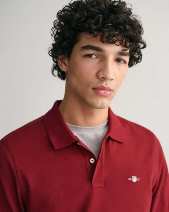 Erkek Regular Fit Logolu Polo Kazak-Bordo - 3