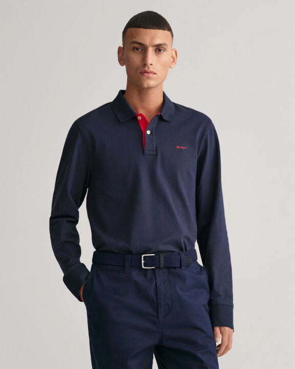 Erkek Regular Fit Logolu Polo Kazak-Lacivert - GANT