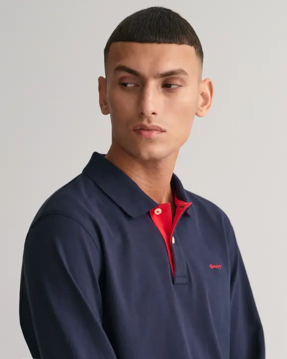 Erkek Regular Fit Logolu Polo Kazak-Lacivert - 3