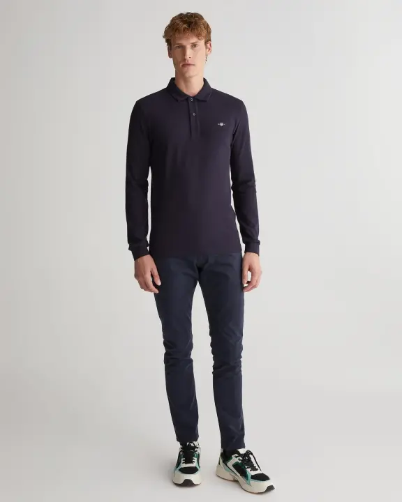 Erkek Regular Fit Logolu Polo Kazak-Lacivert - 1