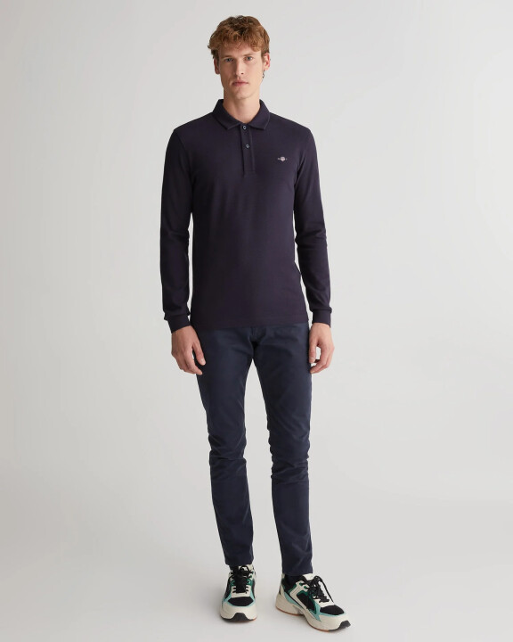 Erkek Regular Fit Logolu Polo Kazak-Lacivert - GANT