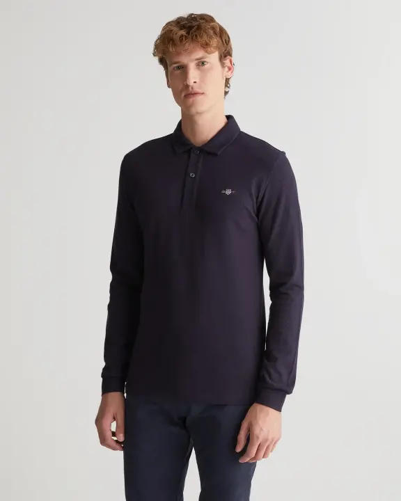 Erkek Regular Fit Logolu Polo Kazak-Lacivert - 2