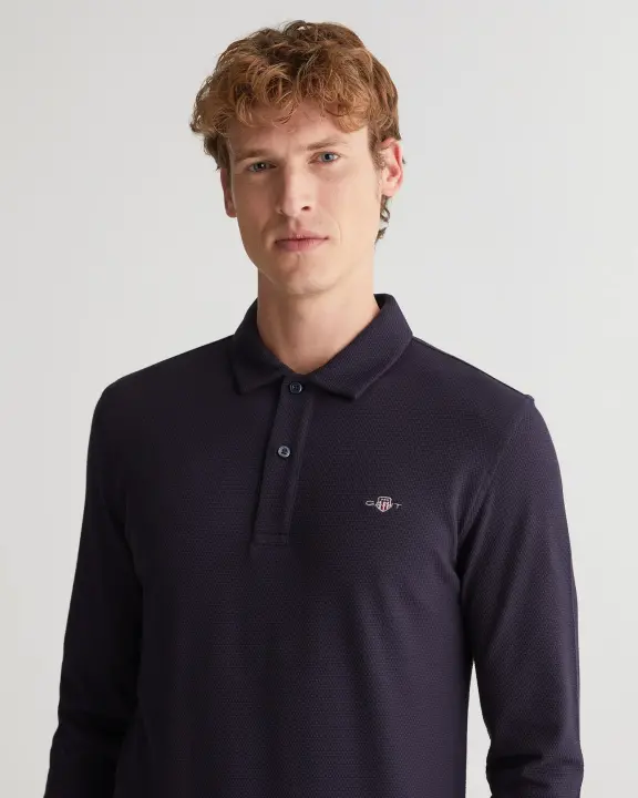 Erkek Regular Fit Logolu Polo Kazak-Lacivert - 3