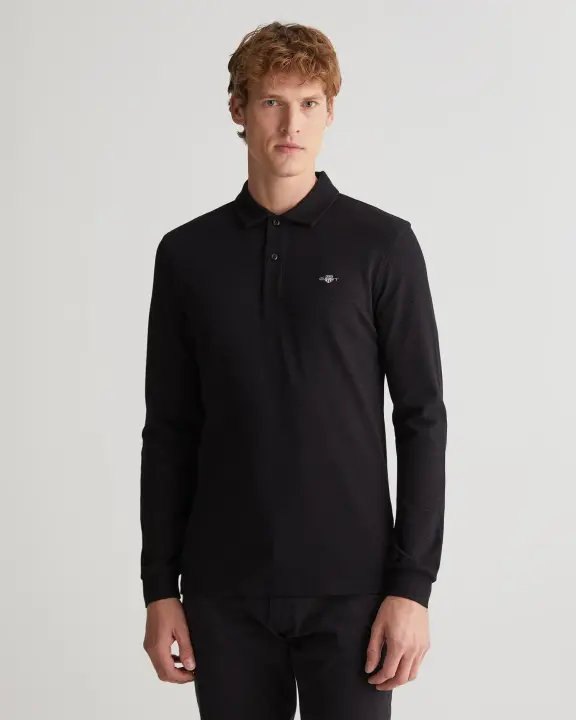 Erkek Regular Fit Logolu Polo Kazak-Siyah - 1