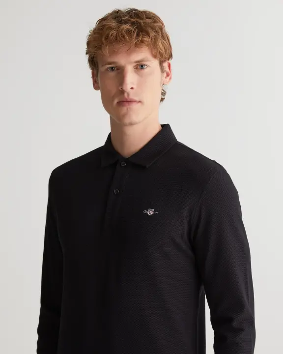 Erkek Regular Fit Logolu Polo Kazak-Siyah - 3