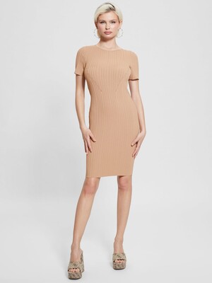 Bodycon Kadın Triko Elbise-Camel - GUESS