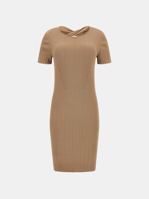 Bodycon Kadın Triko Elbise-Camel - 5