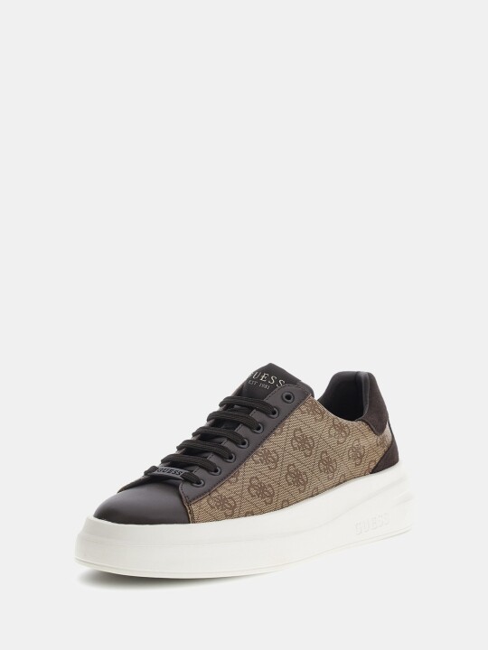 Erkek Elba 4g Logolu Sneaker-Bej-Kahve - GUESS